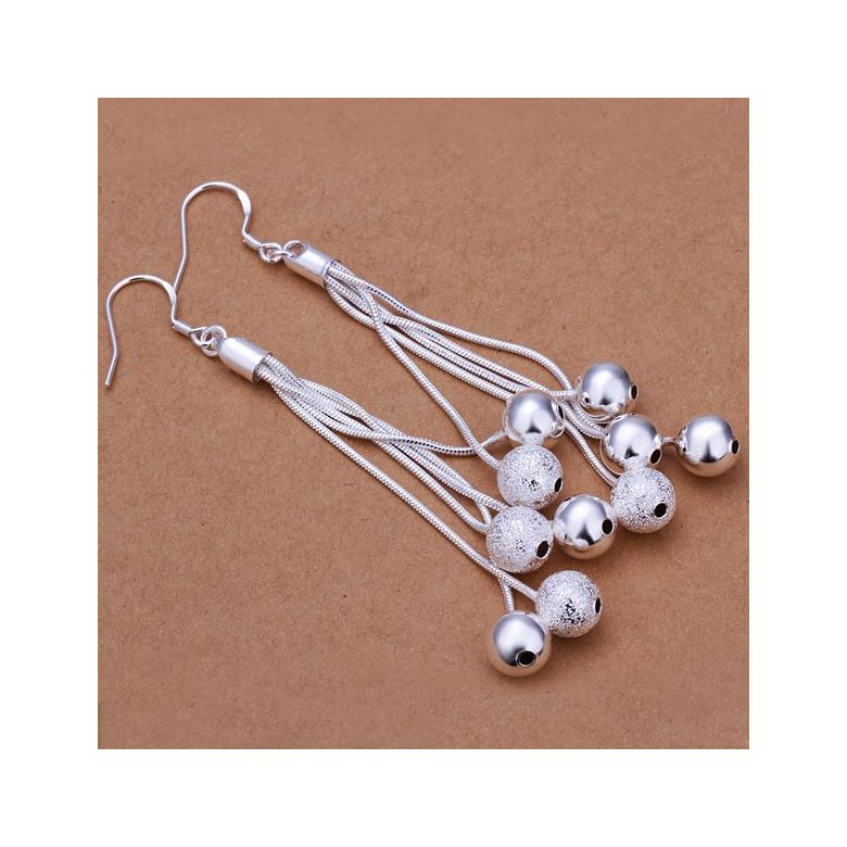Wholesale Romantic silver female models long paragraph five beads earrings retro fashion lovely wild super flash jewelry TGSPDE296 0