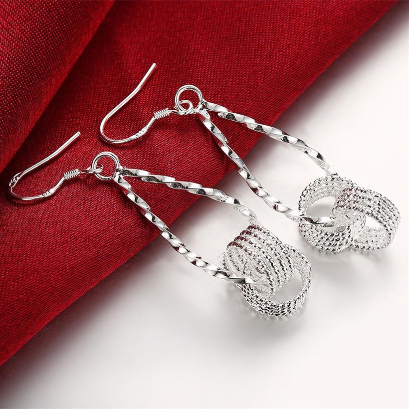 Wholesale Fine hot charm women lady Valentine's gift silver color water drop charm Women circles earrings free shipping jewelry TGSPDE298 2
