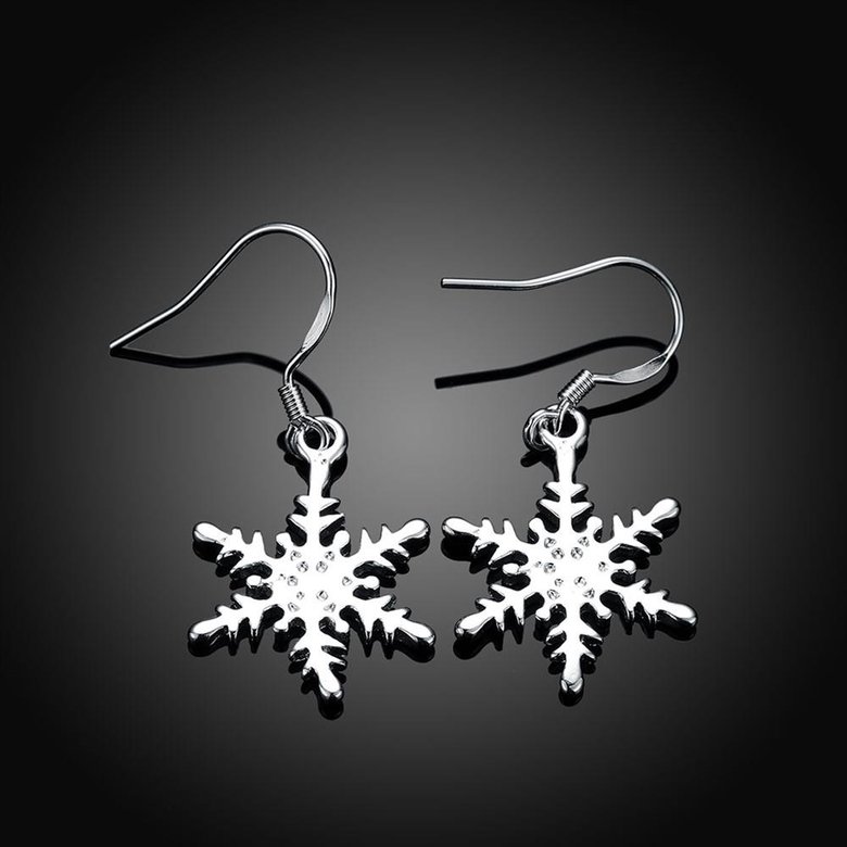 Wholesale New Arrival Crystal Star shape snowflake dangle Earrings for Women Girls Fashion Silver Color Earrings Party Jewelry TGSPDE302 3