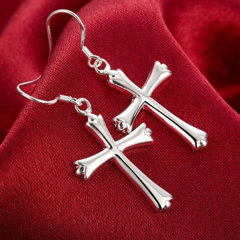 Wholesale Drop Shipping Women Earrings Fashion Cross Shape silver color Delicate Female Earrings Fine Gifts TGSPDE304 0