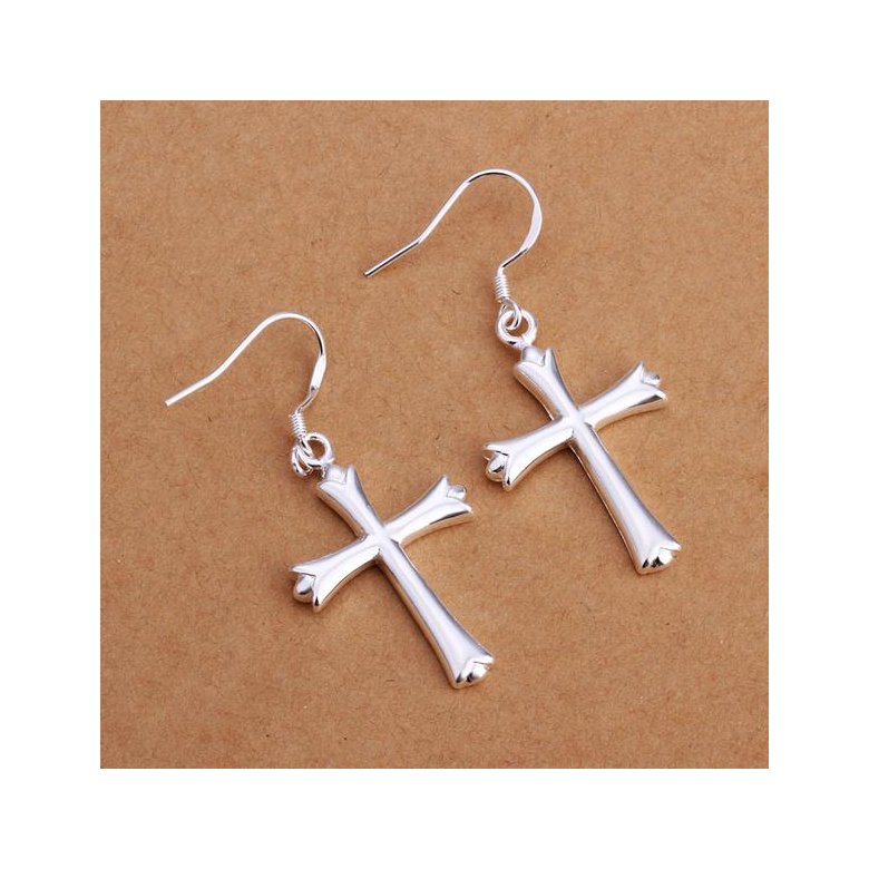 Wholesale Drop Shipping Women Earrings Fashion Cross Shape silver color Delicate Female Earrings Fine Gifts TGSPDE304 2