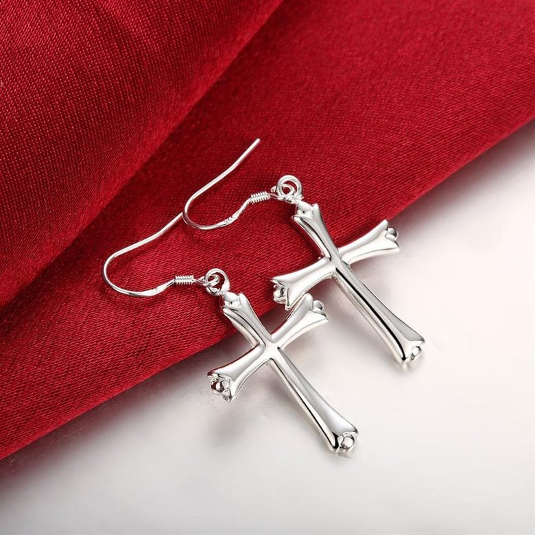 Wholesale Drop Shipping Women Earrings Fashion Cross Shape silver color Delicate Female Earrings Fine Gifts TGSPDE304 4