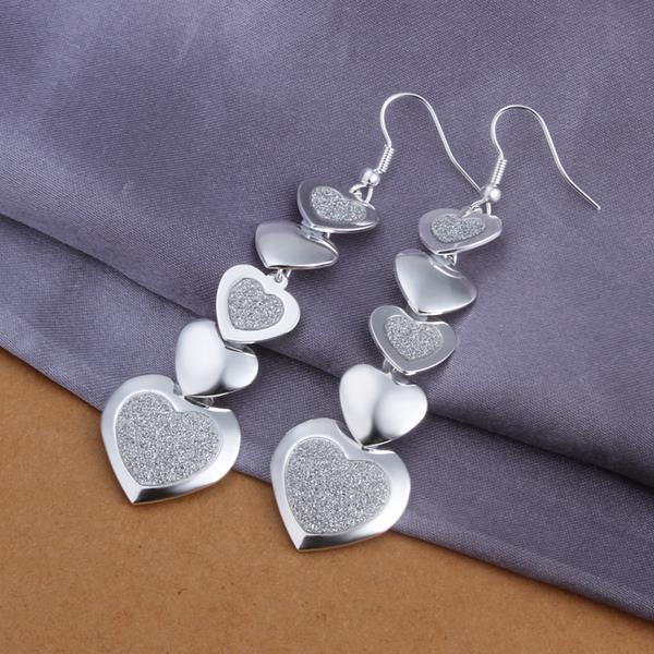 Wholesale Trendy Vintage Female Drop Earrings Silver Color Dangle Earrings Simple Heart Wedding Earrings For Women TGSPDE311 0