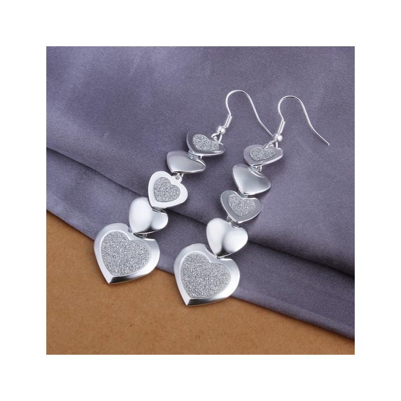 Wholesale Trendy Vintage Female Drop Earrings Silver Color Dangle Earrings Simple Heart Wedding Earrings For Women TGSPDE311 0