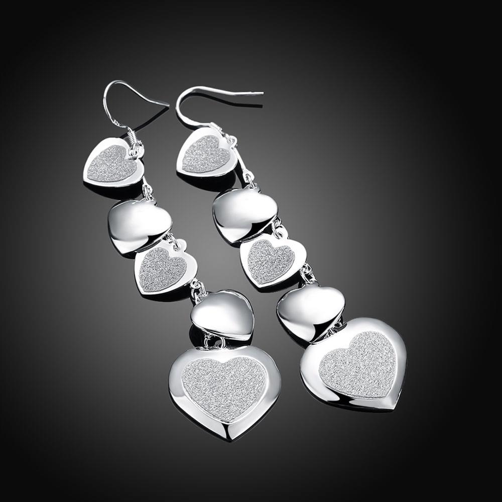 Wholesale Trendy Vintage Female Drop Earrings Silver Color Dangle Earrings Simple Heart Wedding Earrings For Women TGSPDE311 2