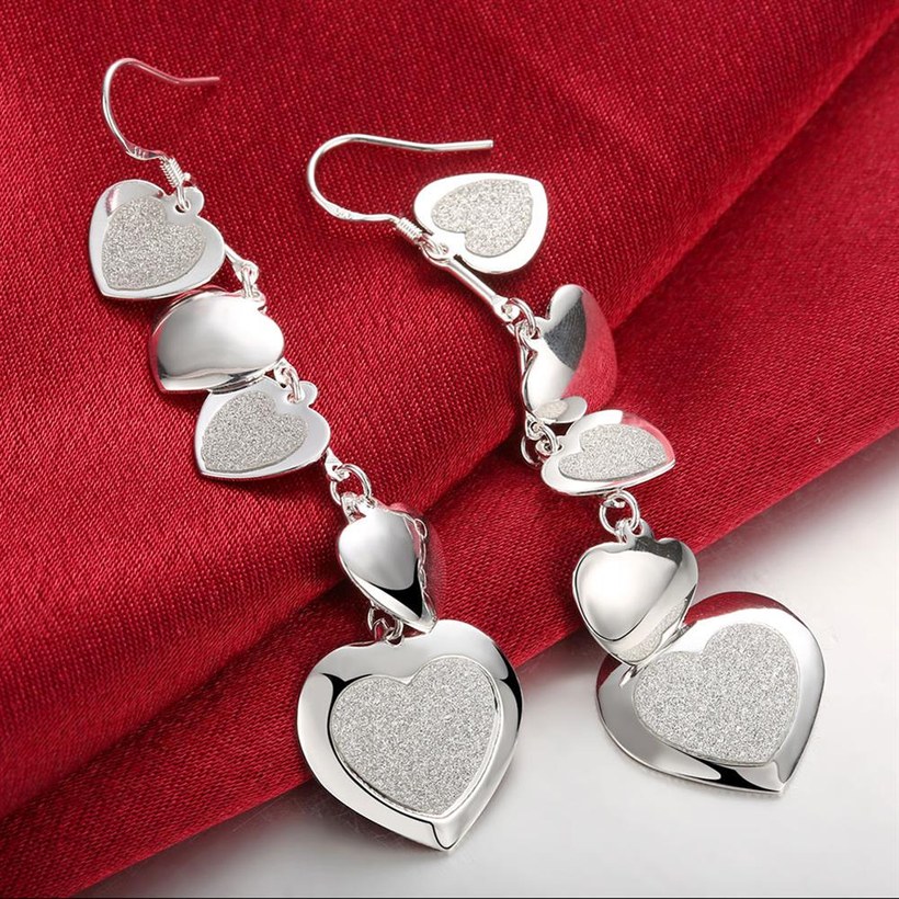 Wholesale Trendy Vintage Female Drop Earrings Silver Color Dangle Earrings Simple Heart Wedding Earrings For Women TGSPDE311 3