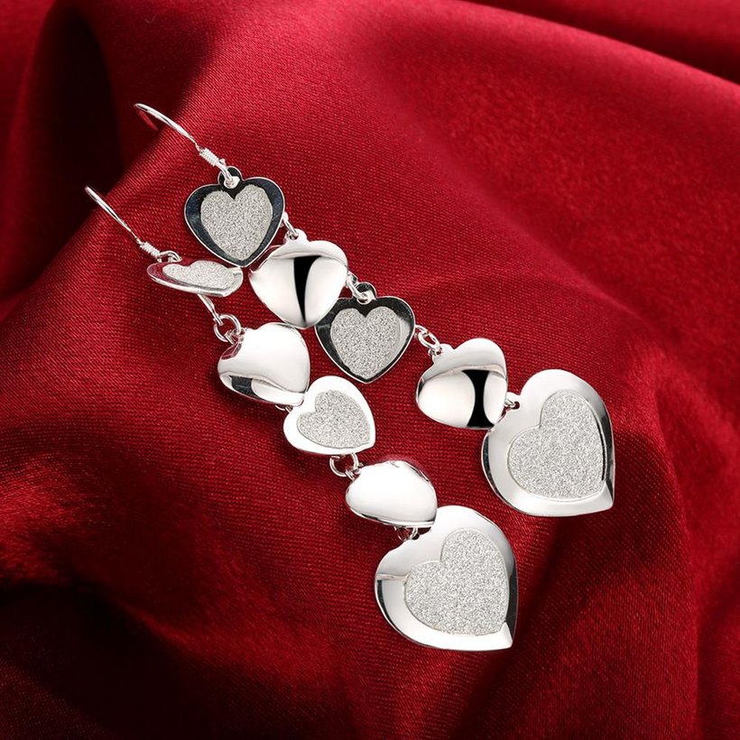 Wholesale Trendy Vintage Female Drop Earrings Silver Color Dangle Earrings Simple Heart Wedding Earrings For Women TGSPDE311 4
