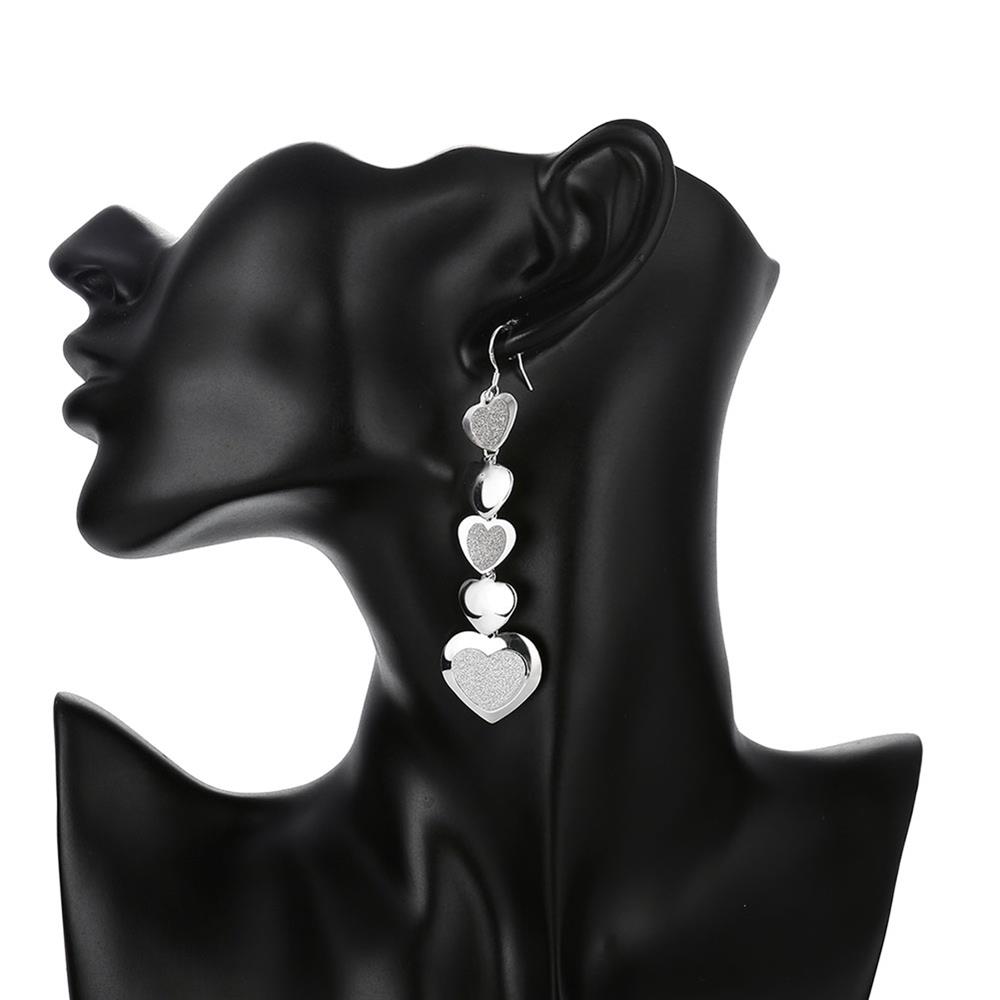 Wholesale Trendy Vintage Female Drop Earrings Silver Color Dangle Earrings Simple Heart Wedding Earrings For Women TGSPDE311 5