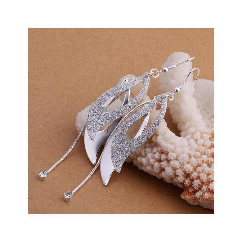 Wholesale Trendy Silver Plated Dangle Earring western style leaf shape earring jewelry fine gift  TGSPDE314 0