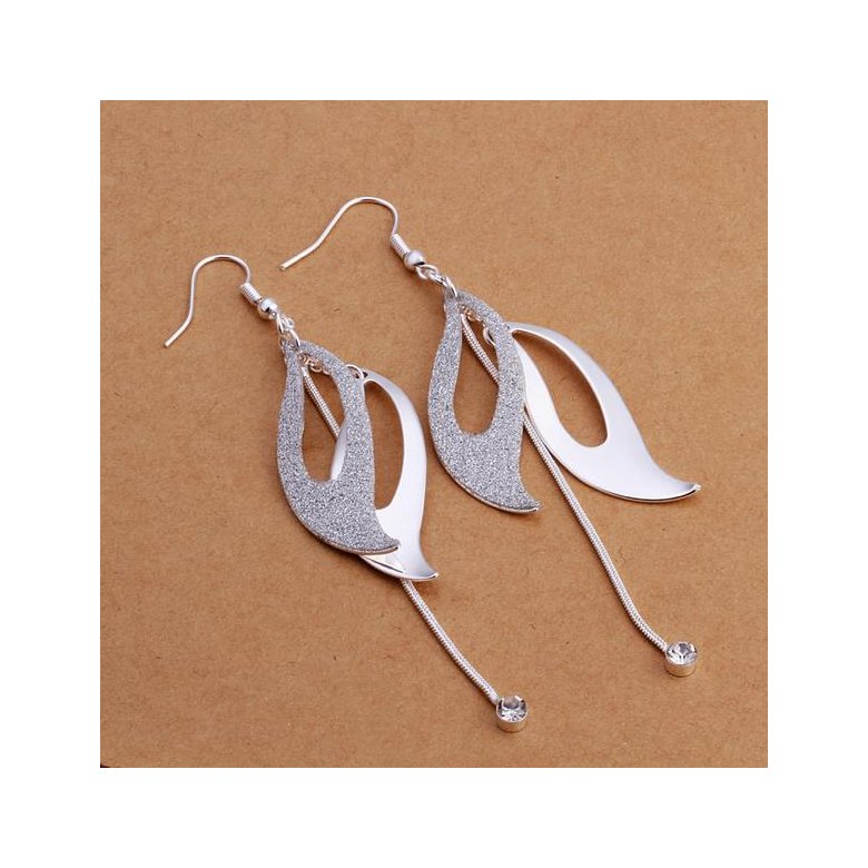 Wholesale Trendy Silver Plated Dangle Earring western style leaf shape earring jewelry fine gift  TGSPDE314 1