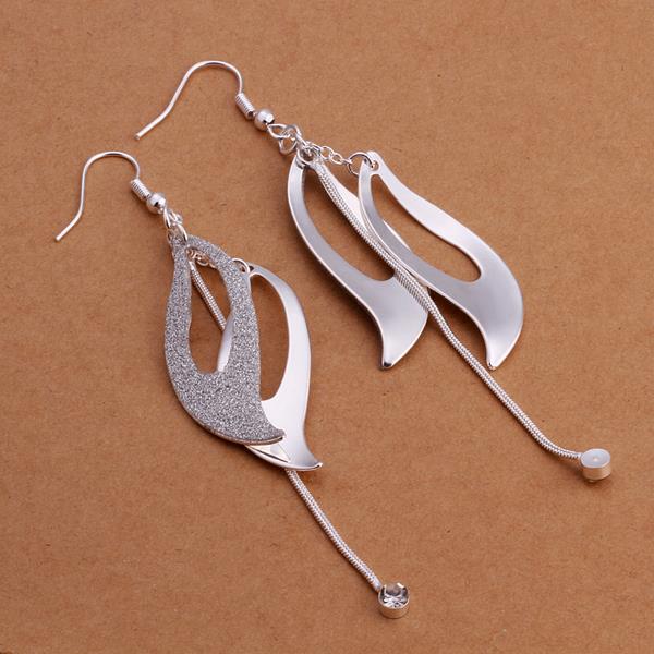 Wholesale Trendy Silver Plated Dangle Earring western style leaf shape earring jewelry fine gift  TGSPDE314 3