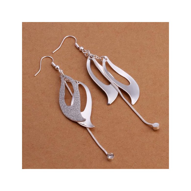 Wholesale Trendy Silver Plated Dangle Earring western style leaf shape earring jewelry fine gift  TGSPDE314 3