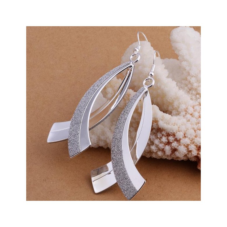 Wholesale Trendy Silver Plated Geometric Dangle Earring western style curved shape earring jewelry fine gift  TGSPDE315 0
