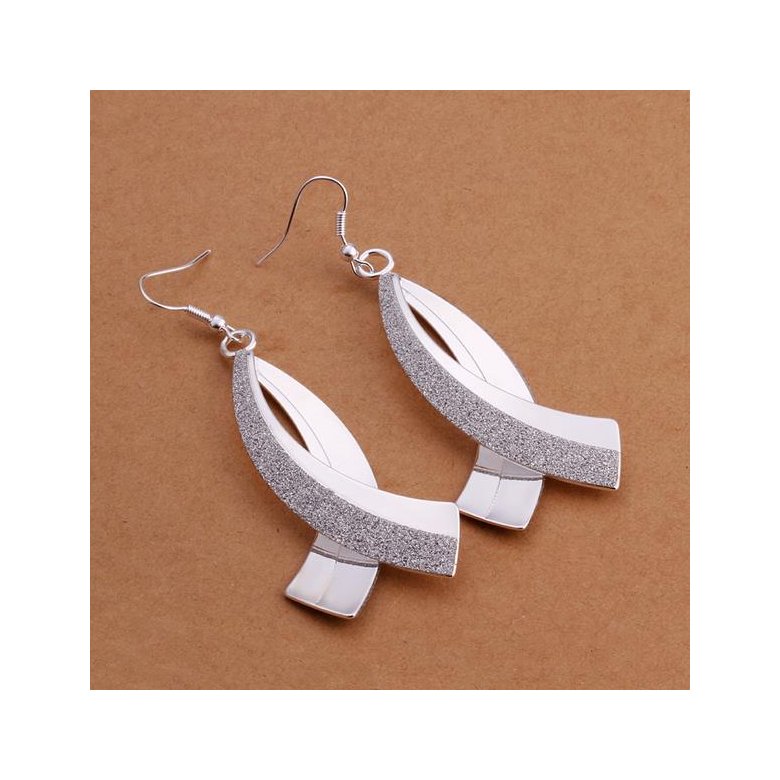 Wholesale Trendy Silver Plated Geometric Dangle Earring western style curved shape earring jewelry fine gift  TGSPDE315 1