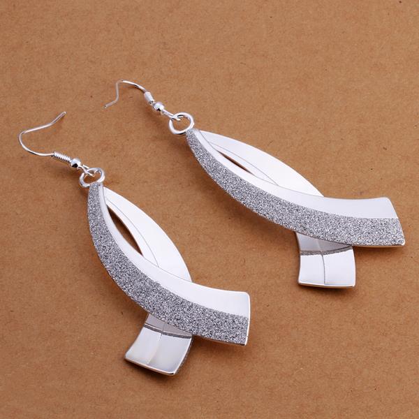 Wholesale Trendy Silver Plated Geometric Dangle Earring western style curved shape earring jewelry fine gift  TGSPDE315 2