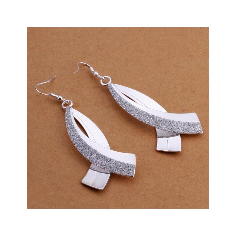 Wholesale Trendy Silver Plated Geometric Dangle Earring western style curved shape earring jewelry fine gift  TGSPDE315 2