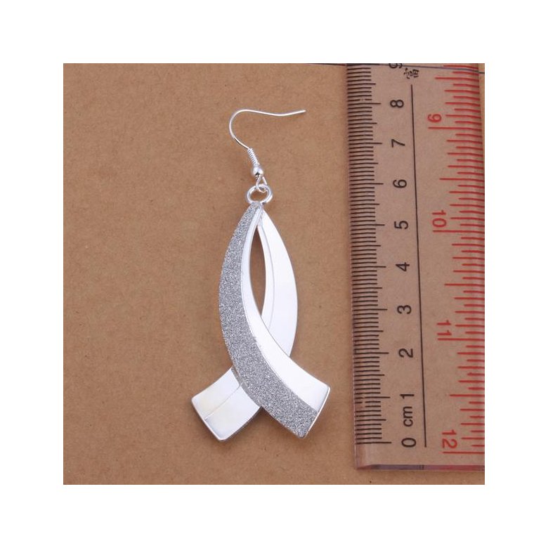 Wholesale Trendy Silver Plated Geometric Dangle Earring western style curved shape earring jewelry fine gift  TGSPDE315 3