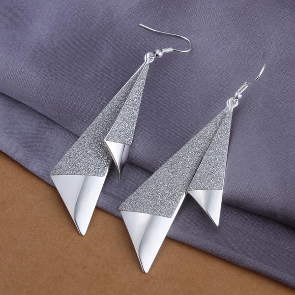Wholesale Fashion wholesale jewelry from China Simple silver color Fan-shaped Earrings For Women  TGSPDE316 0