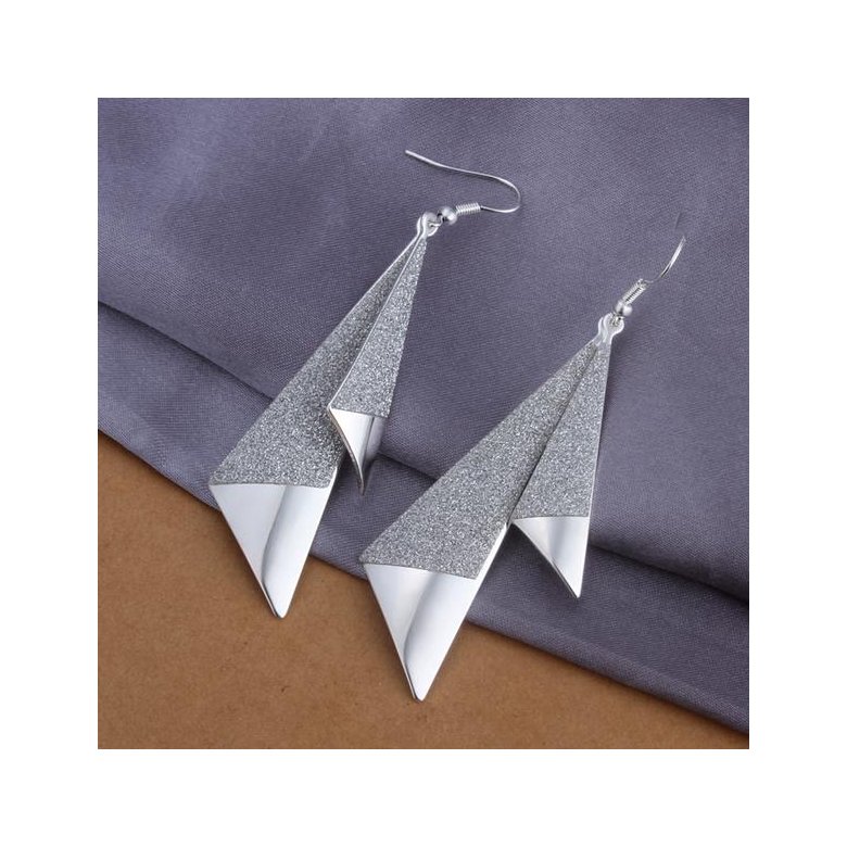 Wholesale Fashion wholesale jewelry from China Simple silver color Fan-shaped Earrings For Women  TGSPDE316 0