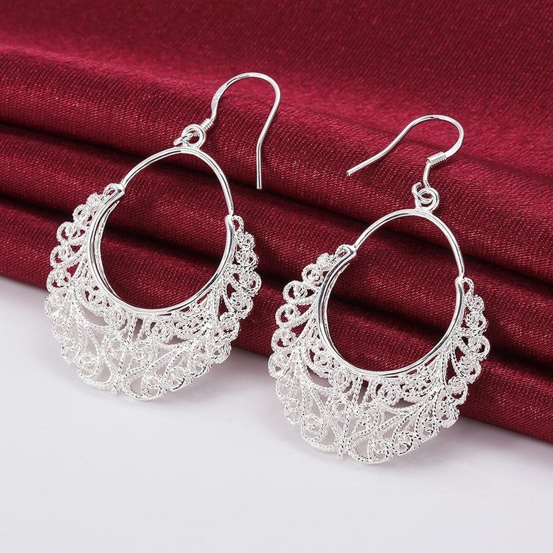 Wholesale Vintage Ethnic Earring Geometric Antique Silver Color Gold Hollow Flower Drop Earring Piercing Earring Statement Jewelry TGSPDE319 1