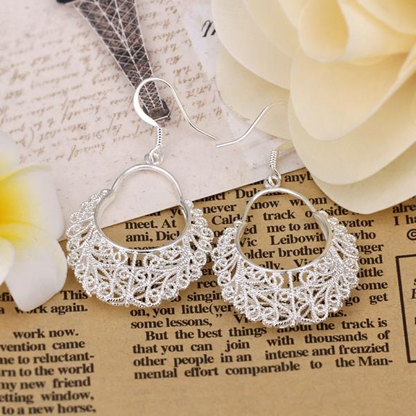 Wholesale Vintage Ethnic Earring Geometric Antique Silver Color Gold Hollow Flower Drop Earring Piercing Earring Statement Jewelry TGSPDE319 5