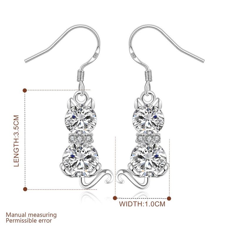 Wholesale Cute Cat Earrings Silver CZ Jewelry Little Kitty For Women wedding jewelry Hot selling Fashion Gift TGSPDE331 0