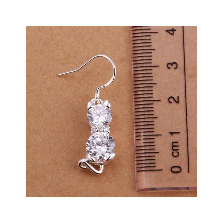 Wholesale Cute Cat Earrings Silver CZ Jewelry Little Kitty For Women wedding jewelry Hot selling Fashion Gift TGSPDE331 1