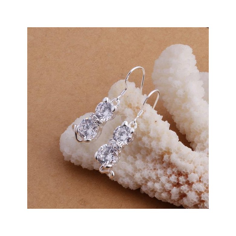 Wholesale Cute Cat Earrings Silver CZ Jewelry Little Kitty For Women wedding jewelry Hot selling Fashion Gift TGSPDE331 3