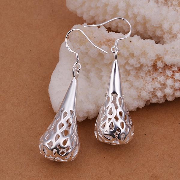 Wholesale Hollow Out Engrave Pattern Simple Water Drop Shape Earring for Women Vintage Ethnic Style Female Daily Earrings Fish Hook TGSPDE333 3