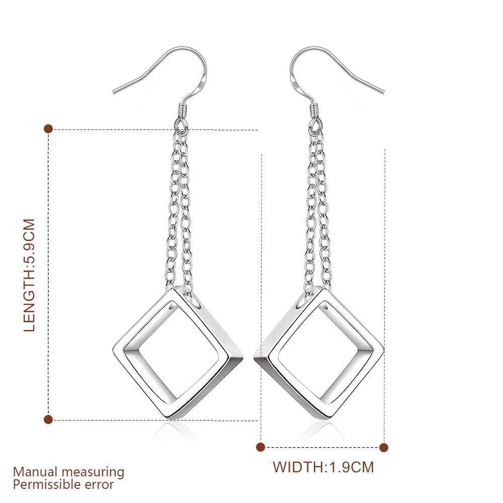 Wholesale Geometric Square tassel Earrings For Women Silver Color Cute Wedding Earrings Jewelry TGSPDE335 0