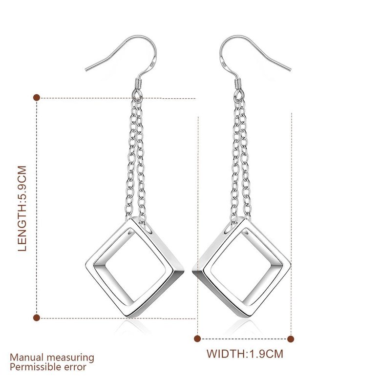 Wholesale Geometric Square tassel Earrings For Women Silver Color Cute Wedding Earrings Jewelry TGSPDE335 0