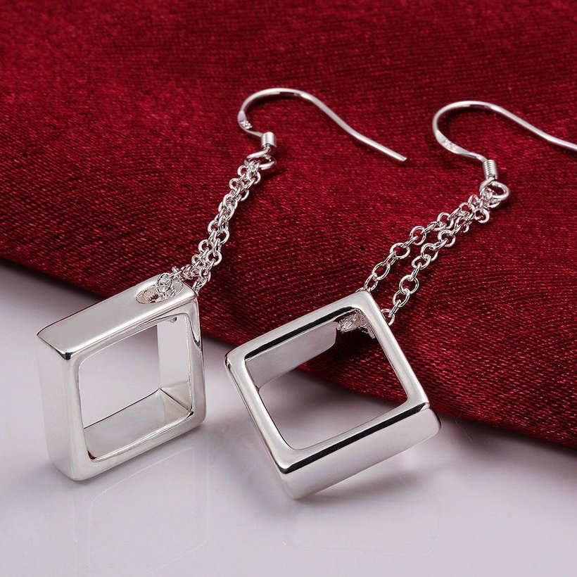 Wholesale Geometric Square tassel Earrings For Women Silver Color Cute Wedding Earrings Jewelry TGSPDE335 1