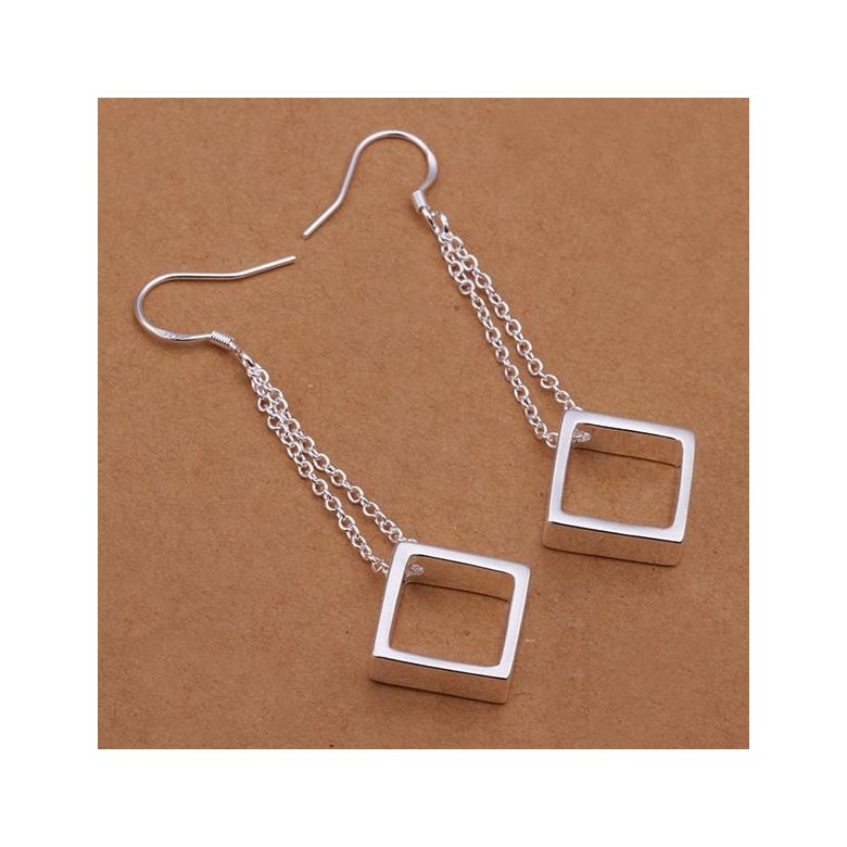 Wholesale Geometric Square tassel Earrings For Women Silver Color Cute Wedding Earrings Jewelry TGSPDE335 4