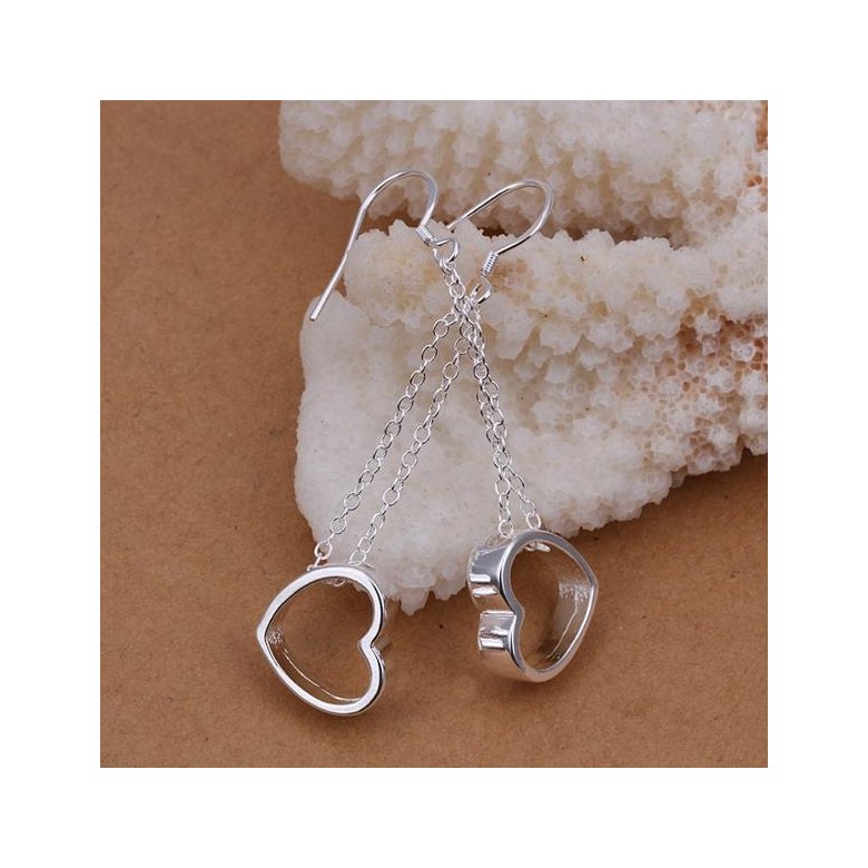Wholesale Beautiful heart-shaped silver plated earrings hot selling fashion jewelry tassel Earrings Flat Hollow Earrings TGSPDE343 3