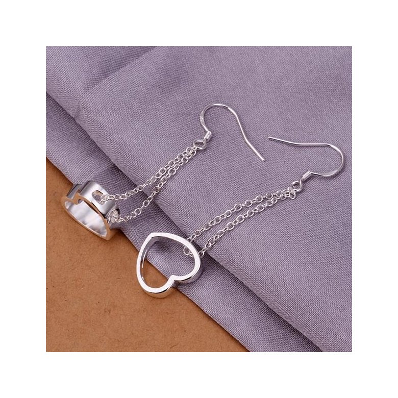 Wholesale Beautiful heart-shaped silver plated earrings hot selling fashion jewelry tassel Earrings Flat Hollow Earrings TGSPDE343 4