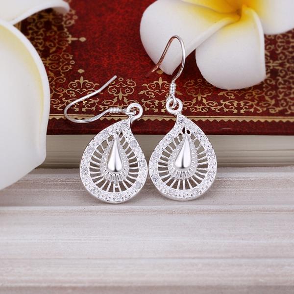 Wholesale Vintage Ethnic Earring Geometric Antique Silver Color Gold Hollow Flower Drop Earring Piercing Earring Statement Jewelry TGSPDE360 2