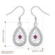 Wholesale Vintage Ethnic Earring Geometric Antique Silver Color Gold Hollow Flower red zircon Drop Earring Piercing Earring  TGSPDE369 0 small
