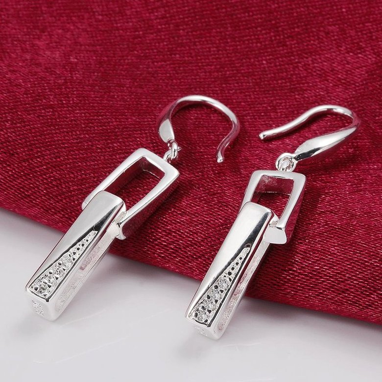 Wholesale Popular Silver plated classic rectangular Dangle Earring for women lady hoop wedding gift Jewelry holiday party gifts  TGSPDE376 1