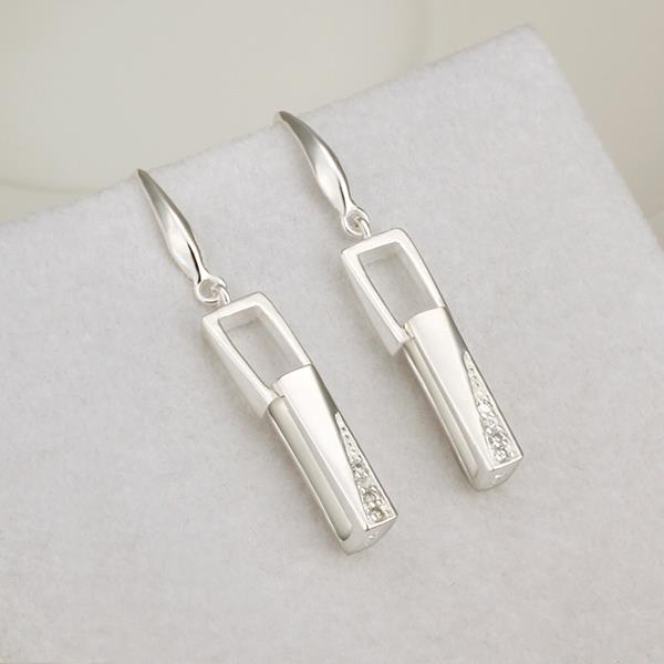 Wholesale Popular Silver plated classic rectangular Dangle Earring for women lady hoop wedding gift Jewelry holiday party gifts  TGSPDE376 2