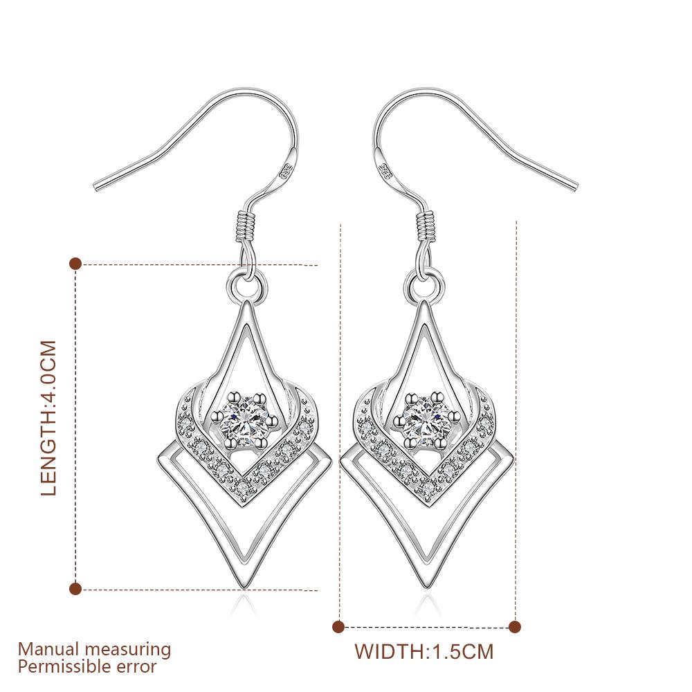 Wholesale Trendy Geometric Square Hoop Earrings For Women Silver Color White Crystal Stone Cute Wedding Heart Earrings Jewelry TGSPDE380 0