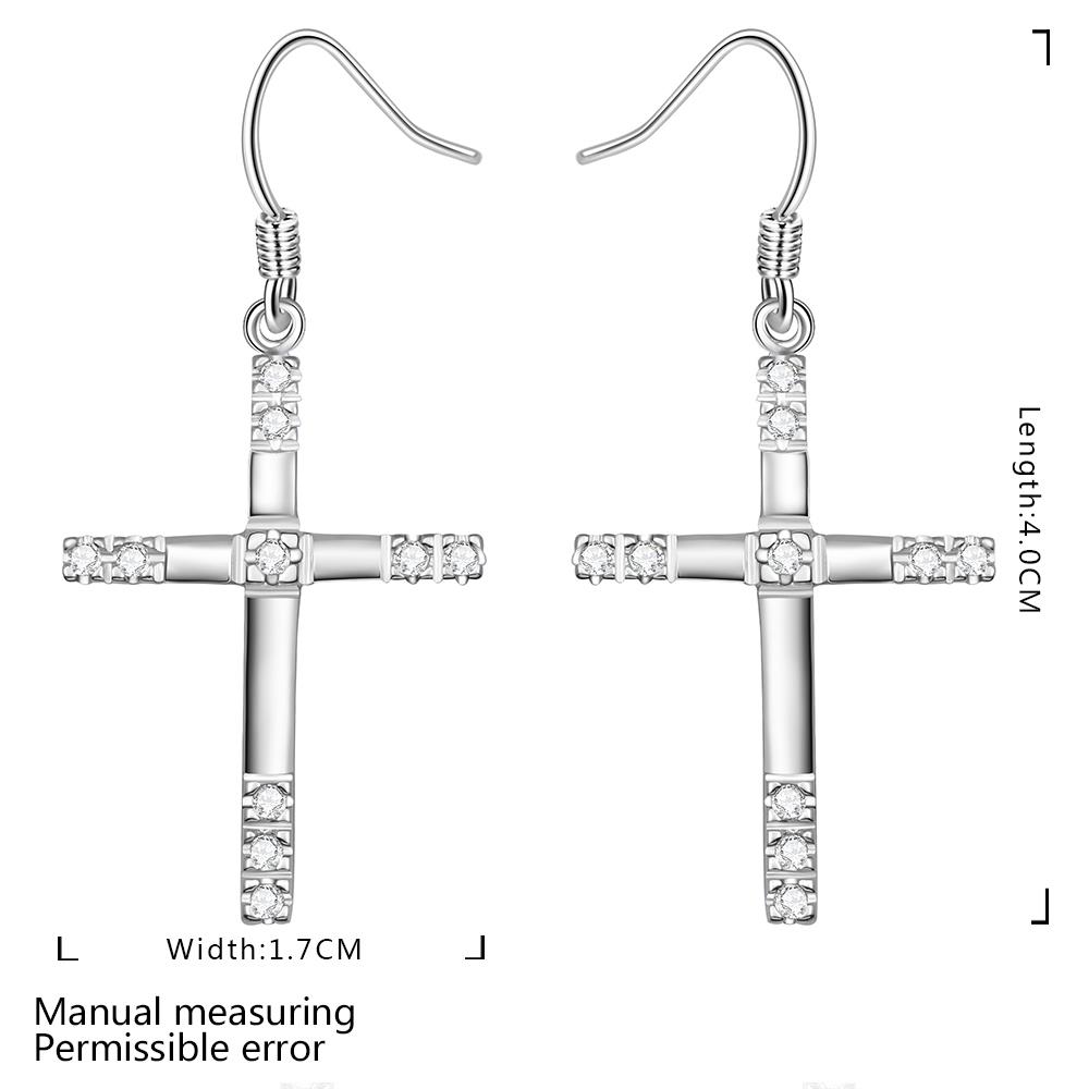 Wholesale Silver Color Cross Drop Dangle Earrings For Women New Trendy Lady Fashio Jewelry  TGSPDE391 1