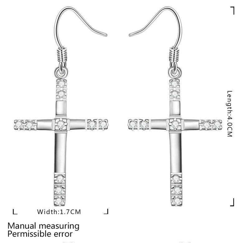 Wholesale Silver Color Cross Drop Dangle Earrings For Women New Trendy Lady Fashio Jewelry  TGSPDE391 1