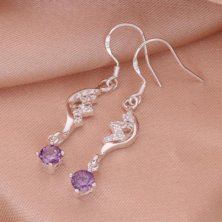 Wholesale Elegant purple AAA Zircon Earrings for Women Female Fashion heart Water Drop Crystal Dangle Earring Wedding Party Jewelry Gift TGSPDE022 1