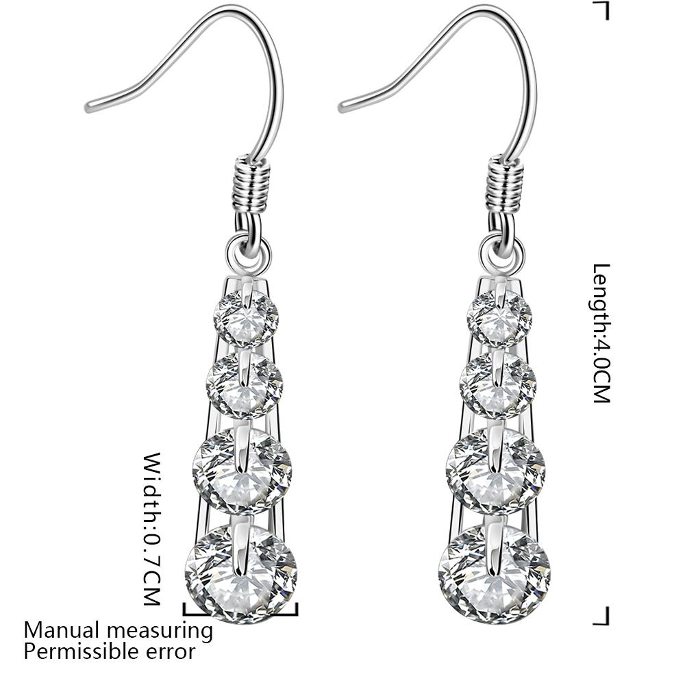 Wholesale Trendy Silver plated Geometric CZ Dangle Earring shinny Long crystal Dangle Earrings for Women Wedding Engagement Luxury Jewelry TGSPDE045 0