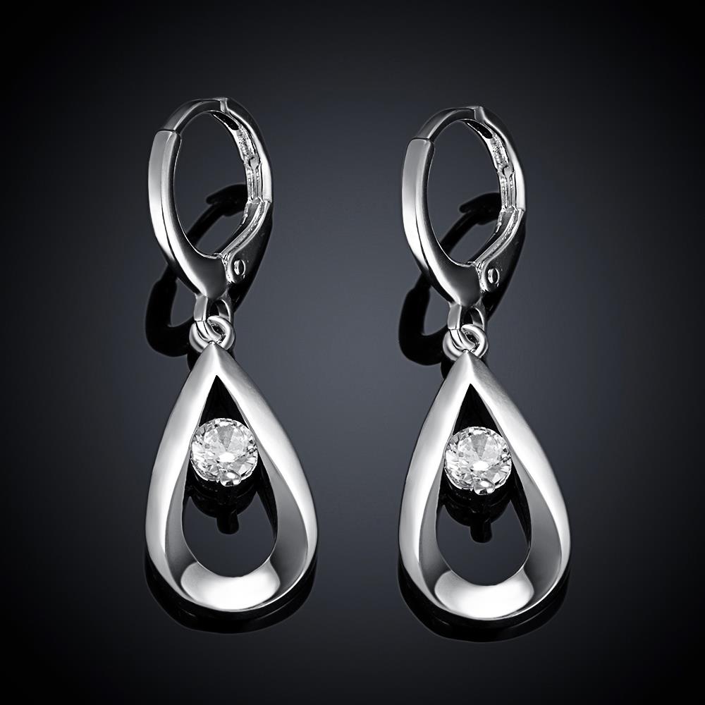 Wholesale Trendy Silver Water Drop CZ Dangle Earring Rotate Long Tassel Earrings Jewelry Fashion Zircon Crystal Earrings For Women  TGSPDE085 1