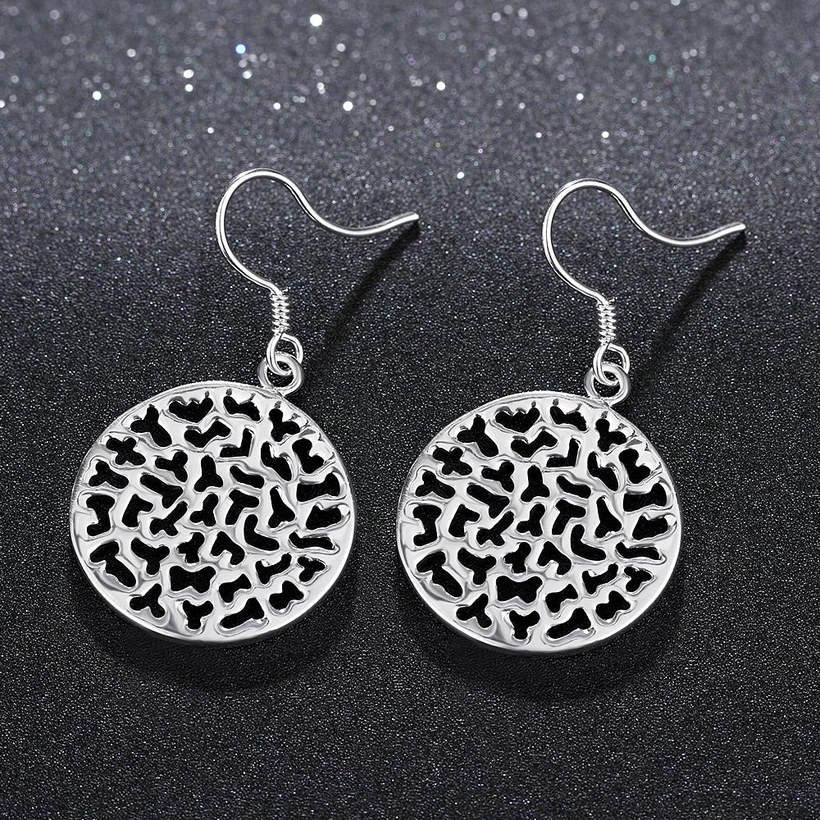 Wholesale Fashion jewelry from China Silver plated big hollow Round Dangle Earring popular European and American style earrings  TGSPDE104 1