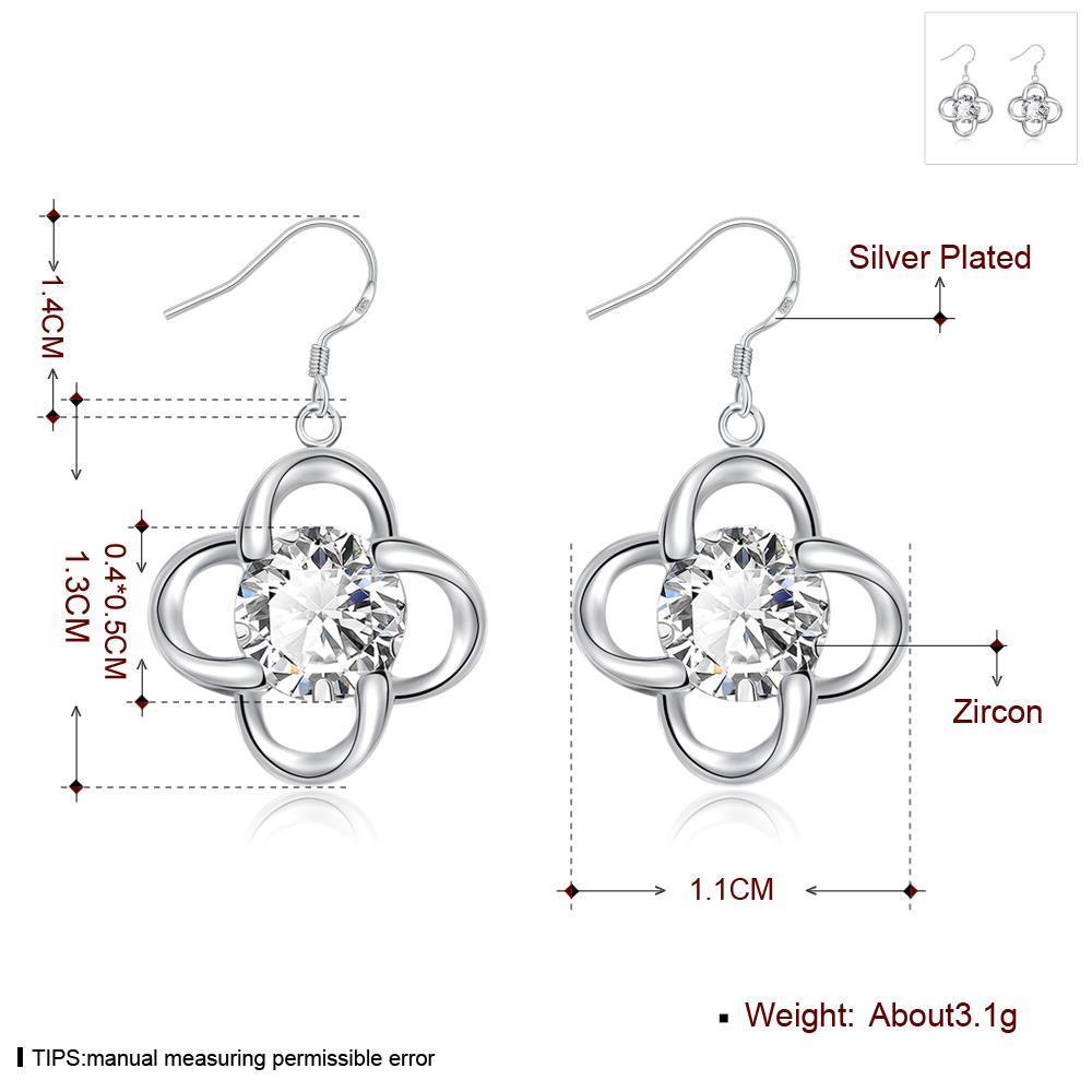 Wholesale High quality Silver Plant CZ Dangle Earring delicate clover crystal earring daily colocation jewelry TGSPDE118 0