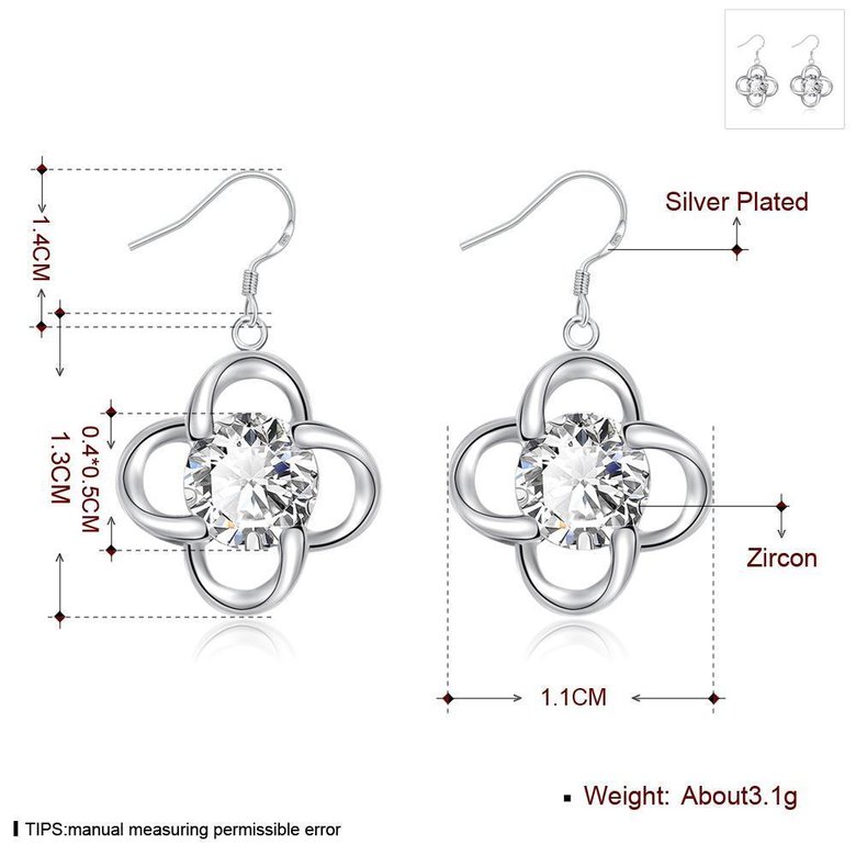 Wholesale High quality Silver Plant CZ Dangle Earring delicate clover crystal earring daily colocation jewelry TGSPDE118 0