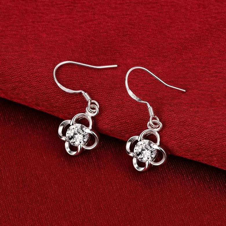 Wholesale High quality Silver Plant CZ Dangle Earring delicate clover crystal earring daily colocation jewelry TGSPDE118 2