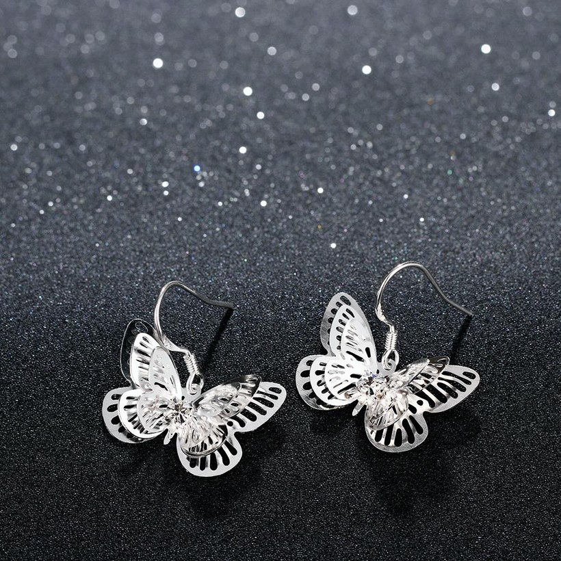 Wholesale Classic fashion Silver Insect Dangle Earring butterfly hollow out earring for women party fine jewelry gift TGSPDE136 1